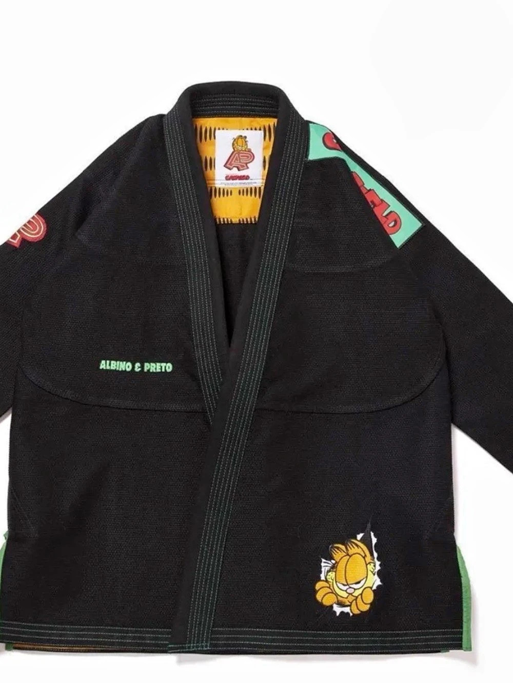 Albino & Preto Garfield Brazilian Jiu-Jitsu Gi Black & Orange Kids 11
